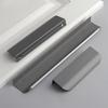 Hidden Furniture Handles Pearl Gray Long Kitchen Cabinet Pulls Punch Free Handles for Cabinets and Drawers Arc Wardrobe