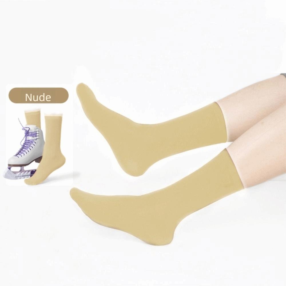 Breathable Ice Skating Socks Comfortable Elastic Figure Skating Socks Solid Color Cotton Roller Skating Socks Workers Athletes