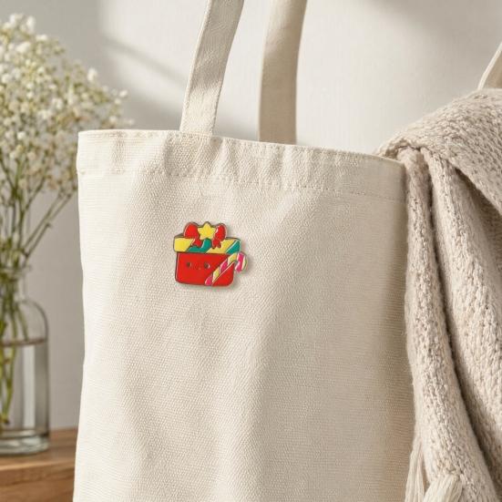 Christmas Cartoon Enamel Brooch, Santa Claus Snowman Reindeer Stocking Gift Box Badge Pin, Clothes Bag Decoration Accessories, Holiday Party Gift