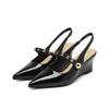 - Rear Empty One-word Wedge Heel High Heels Pointed New Rivets Platform Single Shoes Women