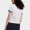 FILA Color Block Casual Tennis Ribbed Printed Short Sleeve T-Shirt Women Tops Cloud-White F11W339105FWT