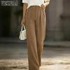 VEZFAA Damen Mode Lässig Einfarbiger Print Hohe Taille Hosen & Capris