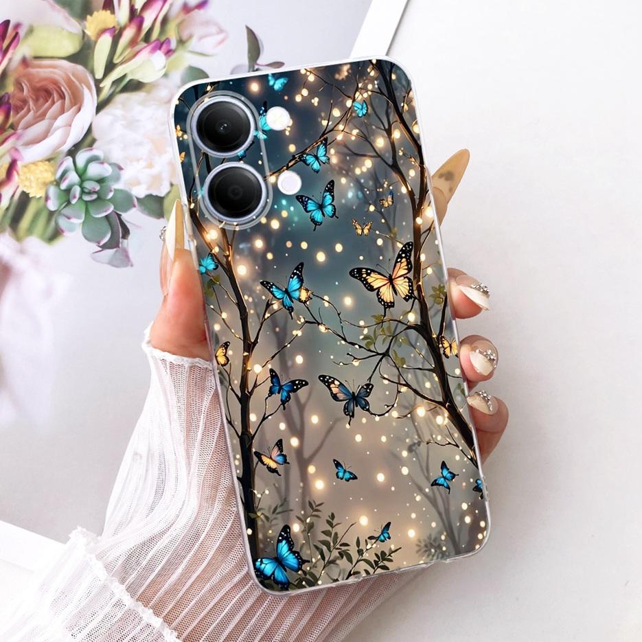 For Vivo Y05 4G Case Colorful Flowers Painted Cover Clear Silicone Soft Slim Phone Case For Vivo Y11d Y 05 VivoY05 VivoY11d Bags