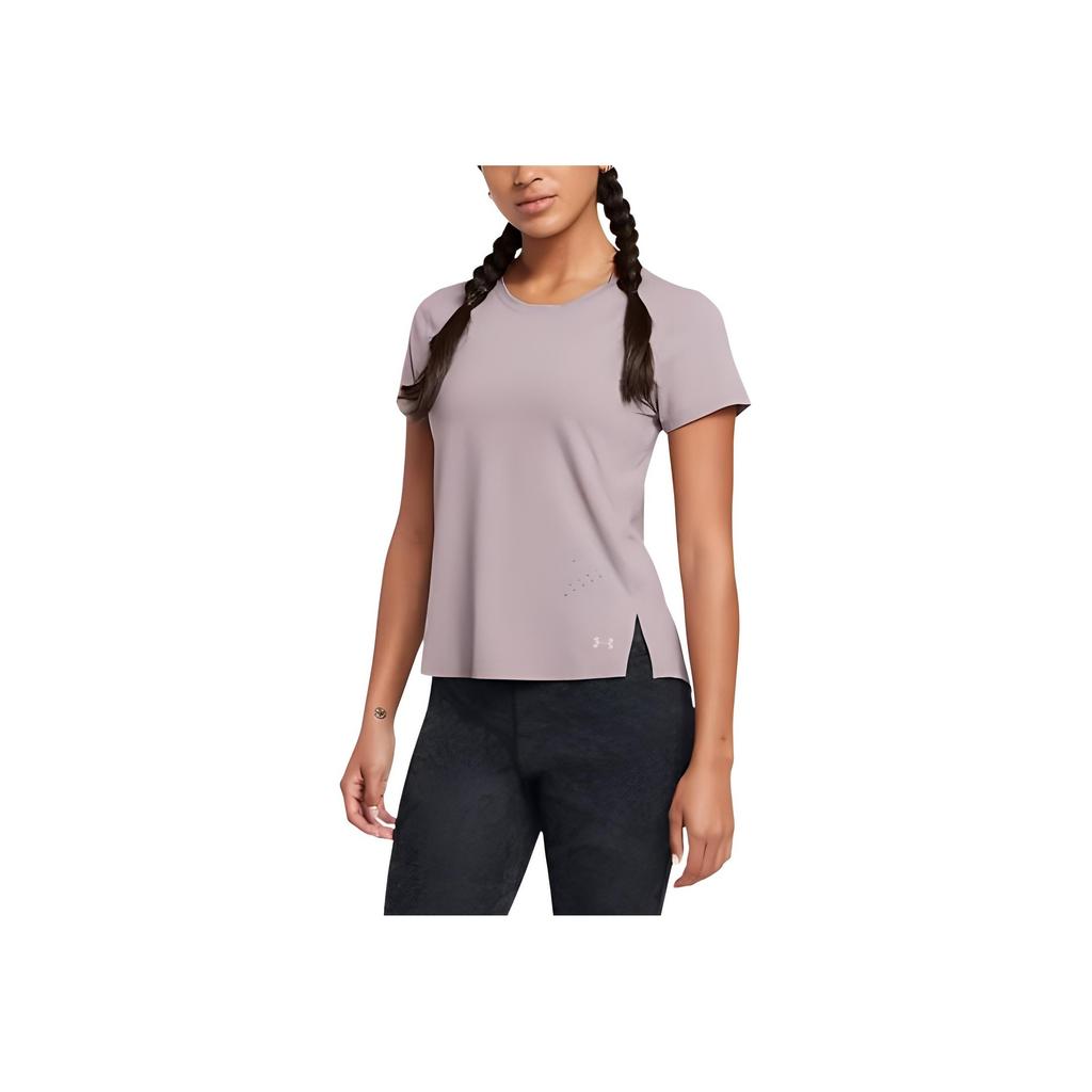 Under Armour Launch Elite Simple Solid Comfortable Casual Breathable Short Sleeve T-Shirt Women T-Shirts Gray 1383364-015