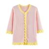 Spring Women's Fashion Knit Cardigan Sweater with Hollow-Out Patchwork - European & American Style