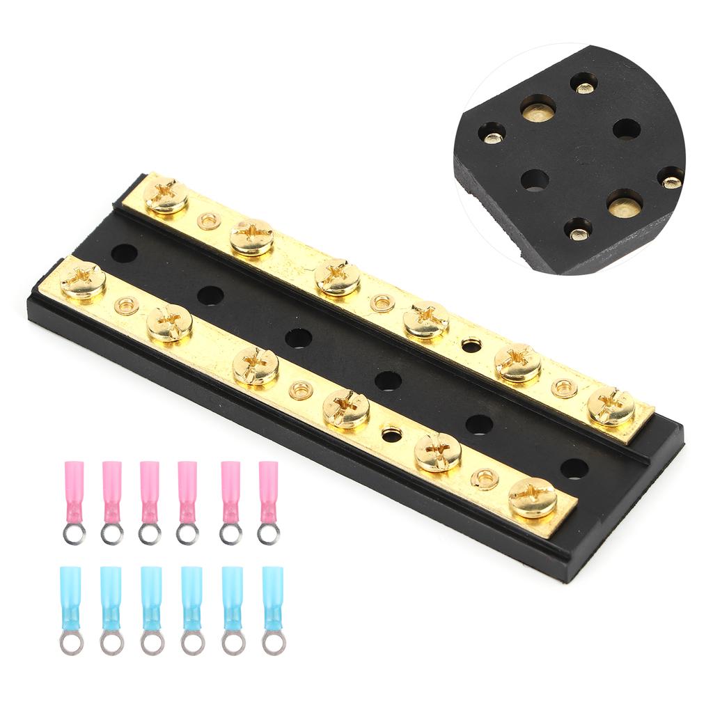 60A Dual Row Independent Busbar with Heat Shrinkable Tube Terminal for Truck Car Yacht Ship6 Position Terminal