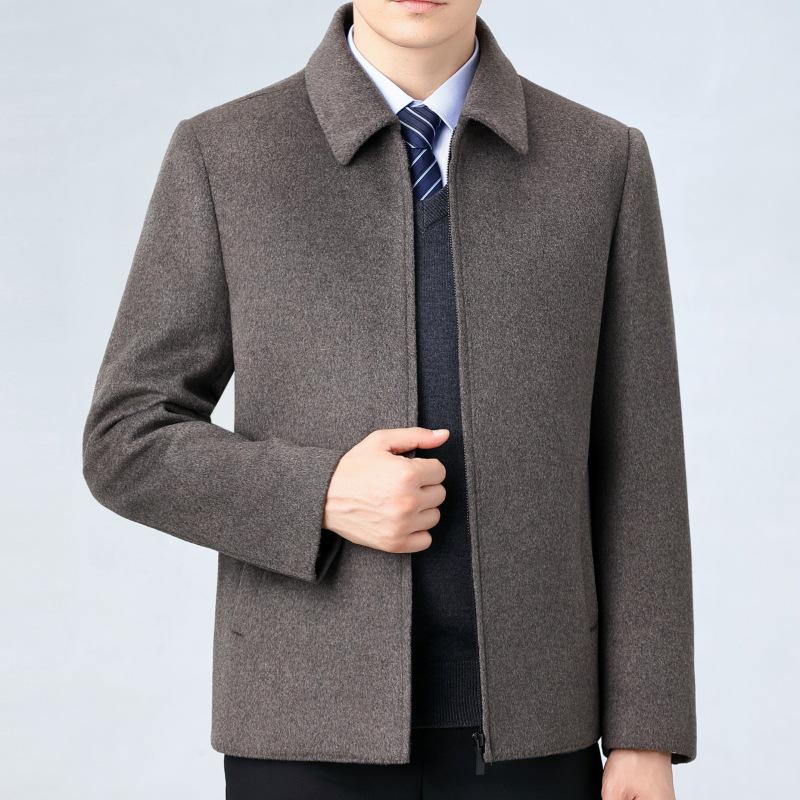 Men's Winter Double-Sided Wool Lapel Jacket with Cashmere Inner Layer - Dad Style