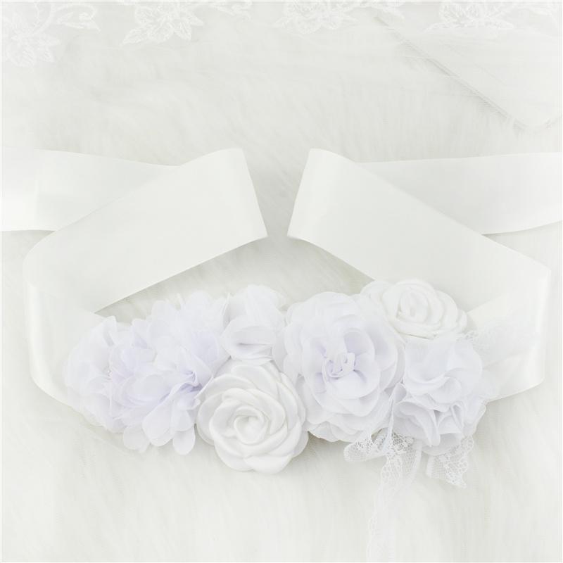 

Pink White Blue Purple Fashion Flower Wedding Belts Pearl Bow Wedding Dress Belt Bridal Ribbon Sash Belt Party Bridesmaid Dress One Size белый