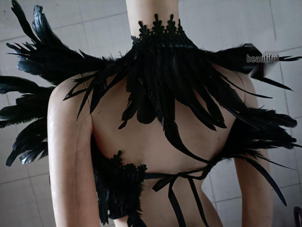 Feather Shawl & Cape: Elegant Faux Collar Vest and Scarf Combo