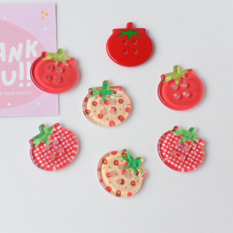 8/10/15Pcs Tomato Clear Buttons, DIY Sewing Accessories, Cute Jacket Cardigan Decoration, Button Up Garment