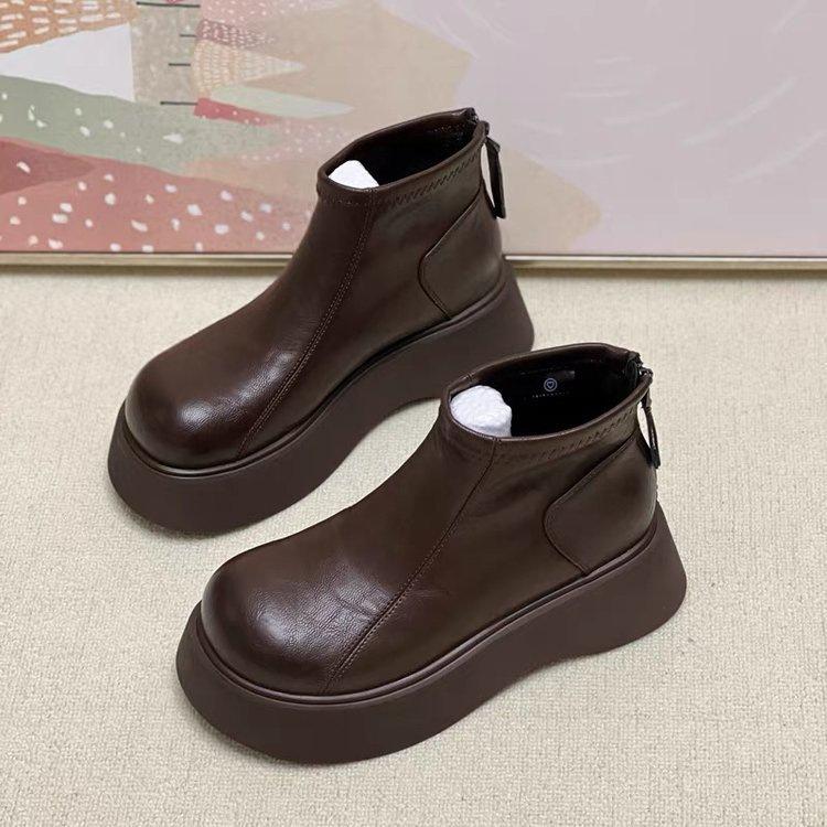 Thick-soled big-headed Martin boots women's 2025 autumn and winter new Korean version versatile comfortable single boots women's velvet warm short