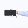 Round Zipper Long Black Deerskin x Black Woven [Indenya] Wallet, Billfold, Lacquer, Pattern, 2111-01-158