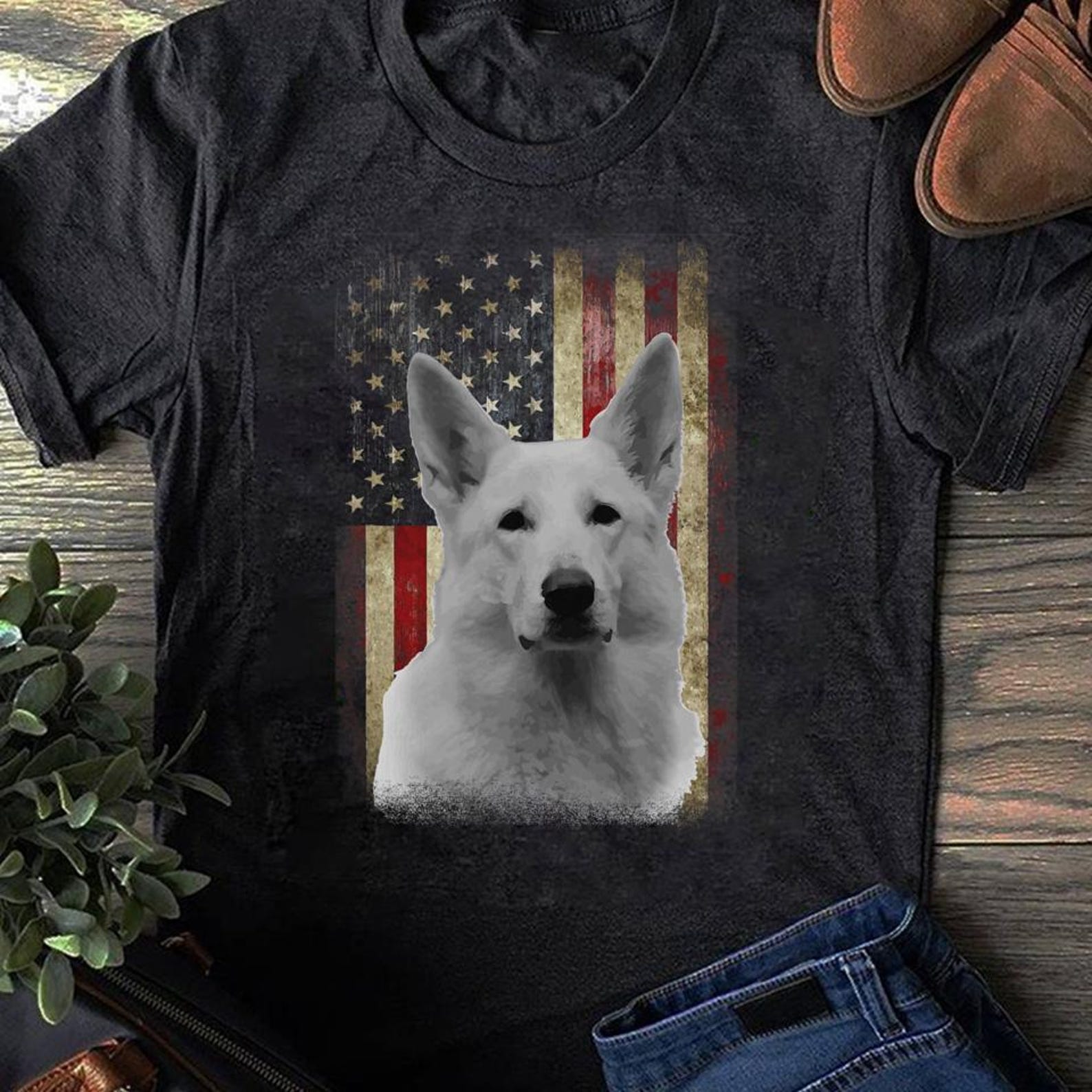 Patriotic German Shepherd USA Flag T-Shirt: Dog Lover Gift XXXXL