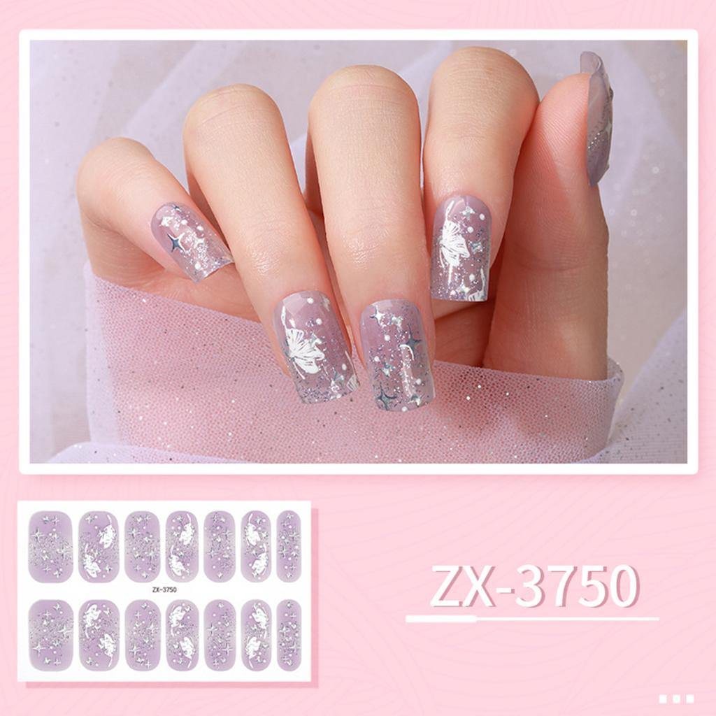 14 Pieces/sheet Nail Polish Strips for Women Self-Adhesive Warm Color Nails Polish Stickers Full Nail Wraps for Nail Art