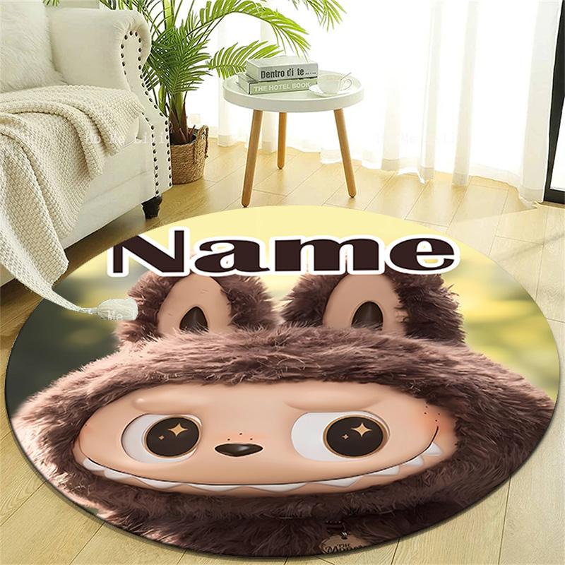 Personalized L-Labubu Round Chair Office Rug - Perfect for Mat, Office Chair & More - Ideal Gift for Birthdays and Holidays