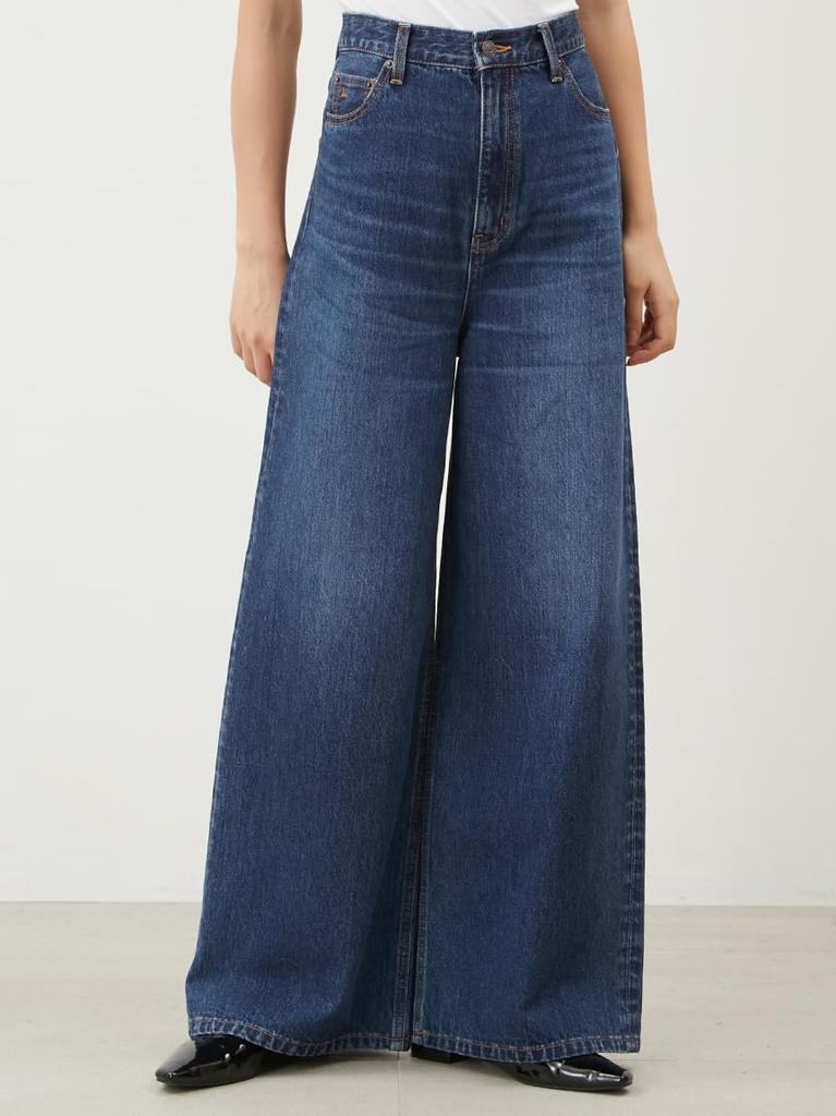 flared denim pants 09WFP245100BLU0 High-waisted