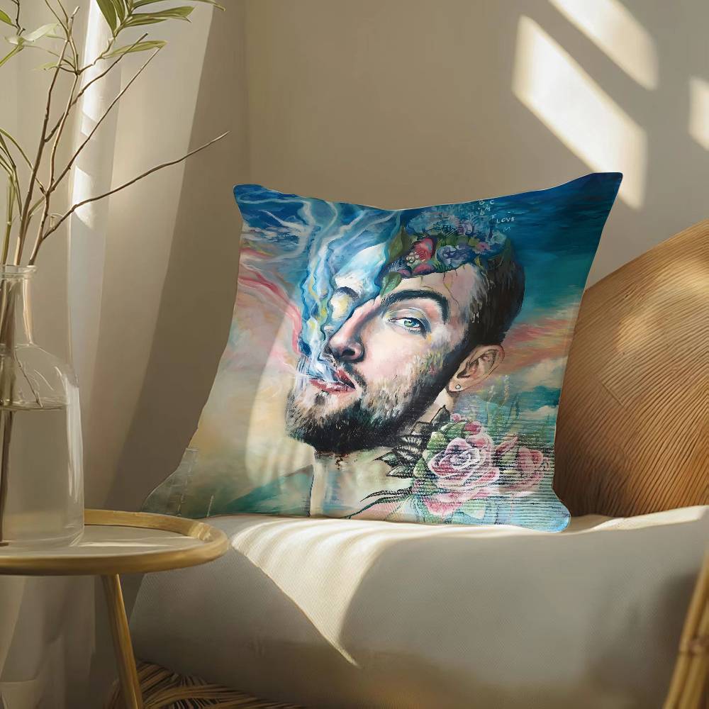 singer Mac Miller-M Pillow Case Silky elegant Comfort Sofa Bed  Invisible zipper Beach pillowcase