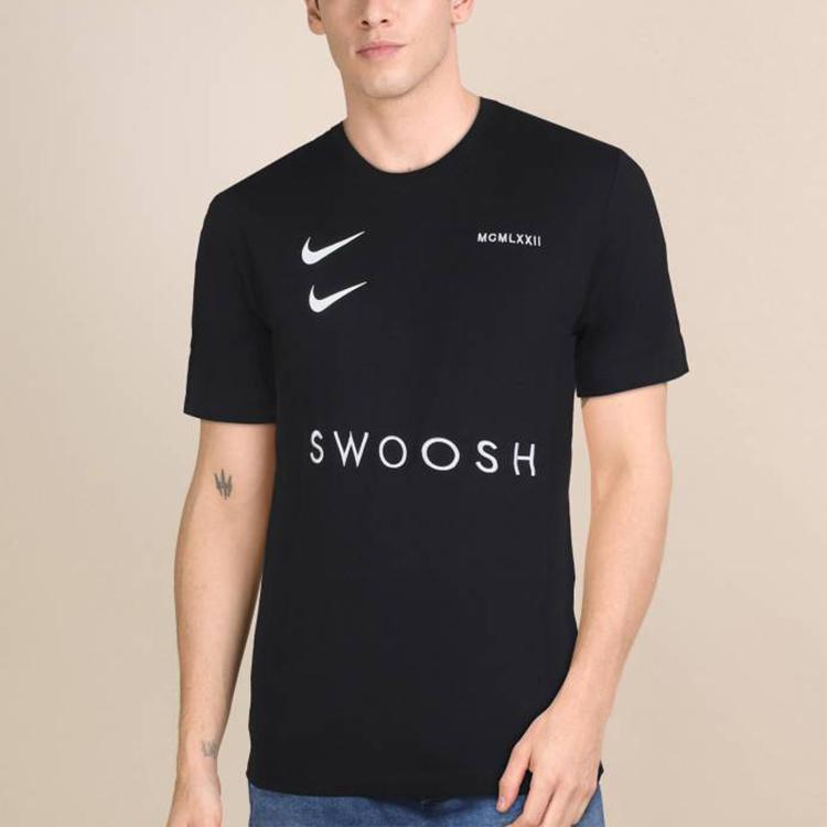 Nike Sportswear Swoosh Logo Crew Neck Short Sleeve T-Shirt Men Tops Black DH0030-010