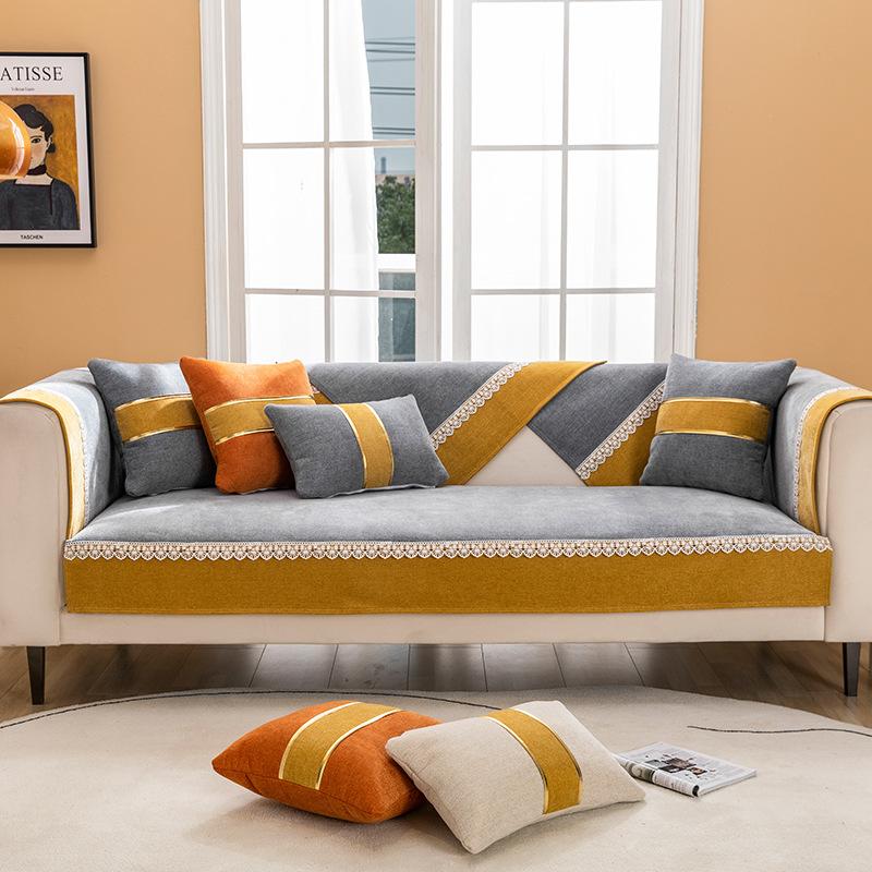 

Chenille new sofa cushion jacquard non-slip cushion universal high quality sofa cover backrest towel all-inclusive furniture 70x70