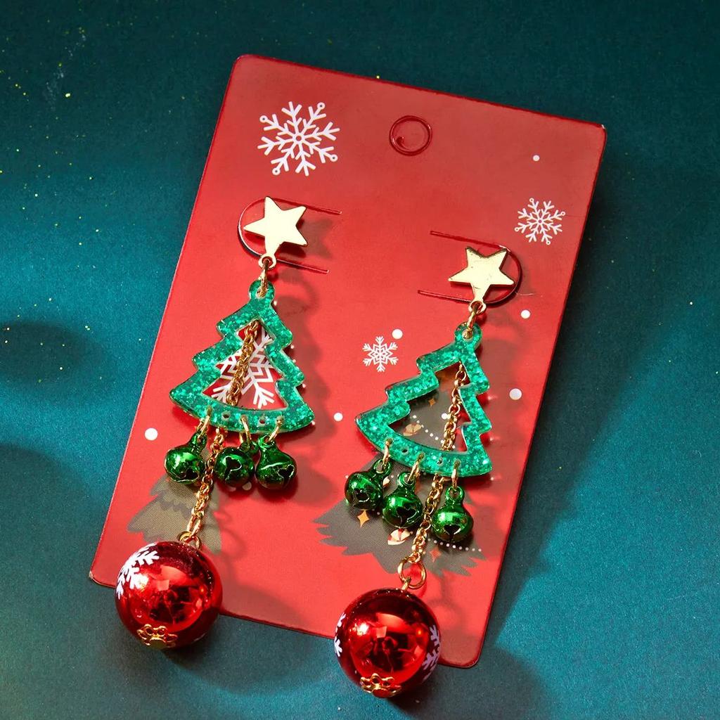 Christmas Santa Claus Imitation Pearl Drop Eearrings for Women Exquisite Colorful Rhinestone Elk Earring New Year Jewelry Gifts