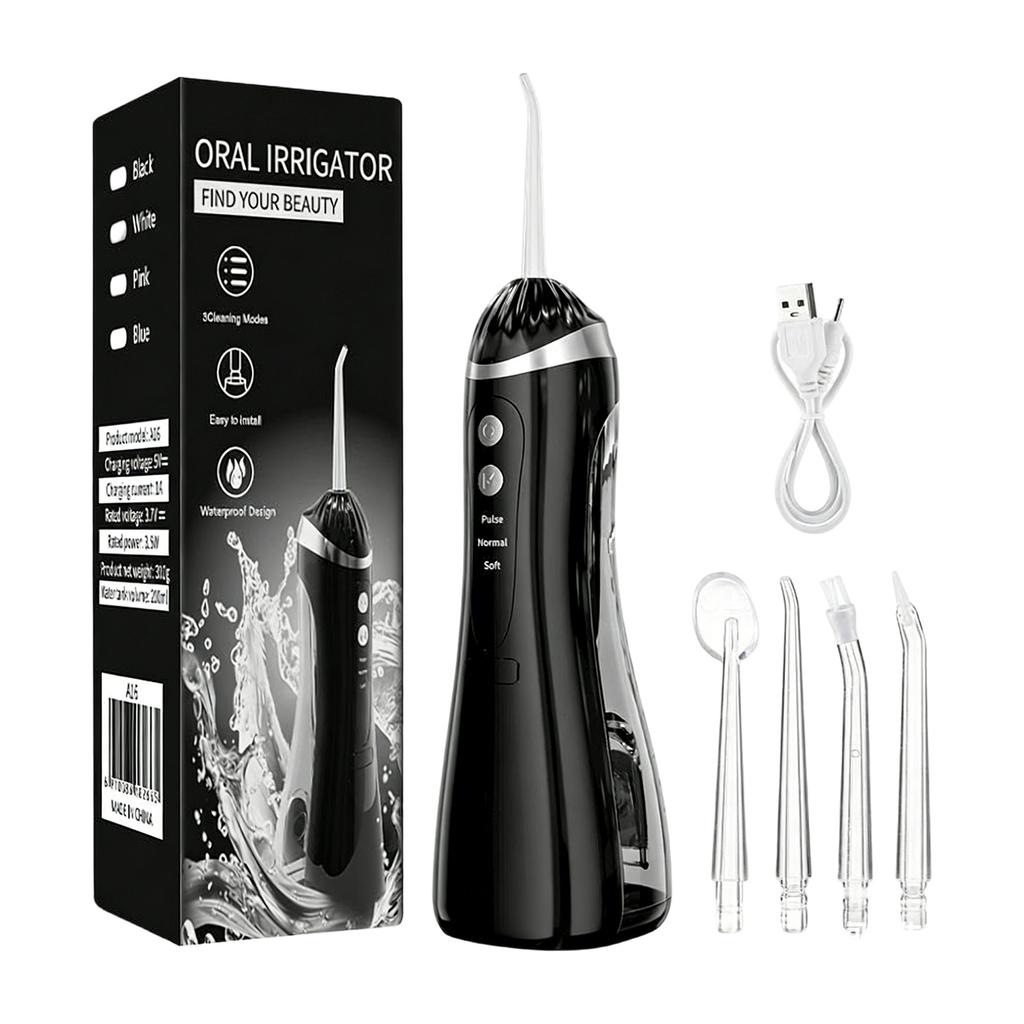Travel Electric Water Flosser with 3 Modes Cleaning Sensitive Gums Care IPX7 Waterproof Includes 4 Dental Nozzles Ergonomic Grip for Family Use