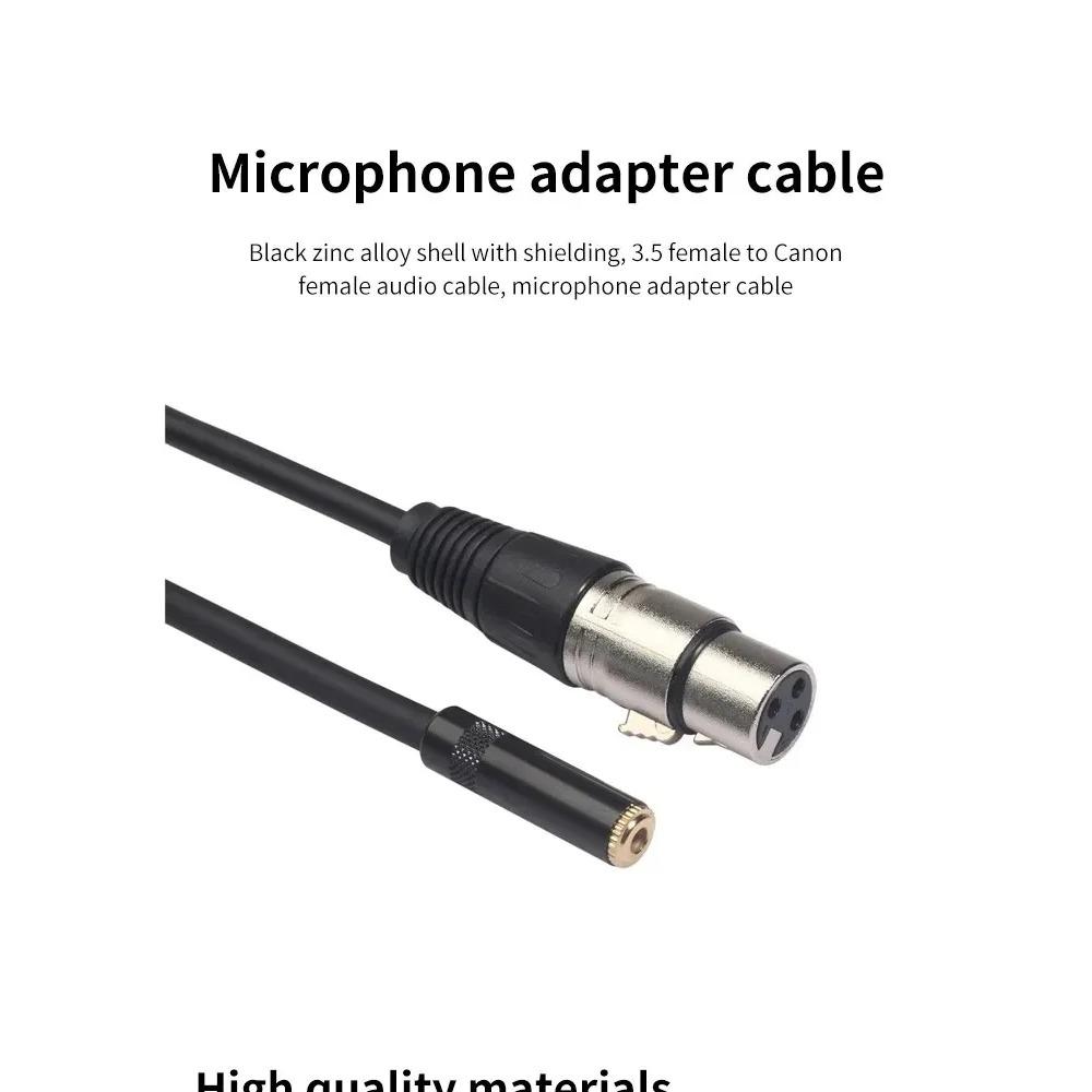 Kalkanlı Siyah Çinko Alaşımlı Gövde 3.5 Dişi Canon Ses Kablosu Mikrofon Adaptör Kablosu 0.3 Metre Örgülü Tel Uzatıcı