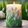 Non-Stick Candle Silicone Mold 3D Carved Pattern DIY Resin Crafts Aromatherapy Mold Blossoming Flower Flexible Floral Mold