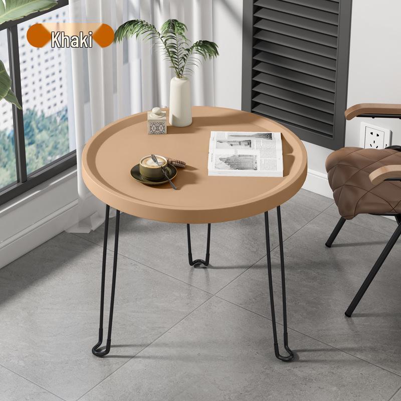 Foldable Sofa Side Table - Small Round Living Room or Bedroom Coffee Table