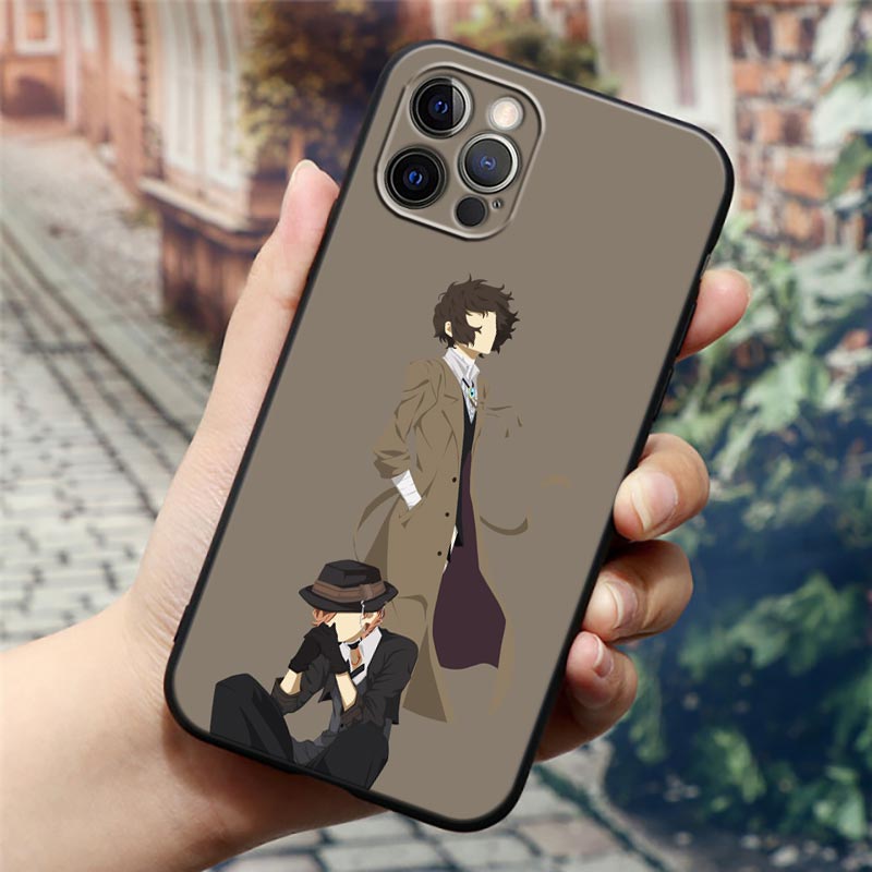 Pouzdro na telefon Cartoon Anime Bungou Stray Dogs Dazai Osamu pro iPhone14 13 12 11 Pro Max 8 7 SE XR XS Plus Černý měkký silikonový kryt