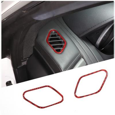 Pro Jaguar F-TYPE 2013- Rám krytu výdechu klimatizace na palubní desce Red Carbon Fiber