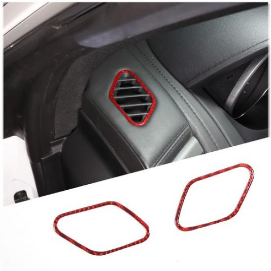 For Jaguar F-TYPE 2013- Dashboard Air Vent Cover Trim Frame Carbon Fiber Red