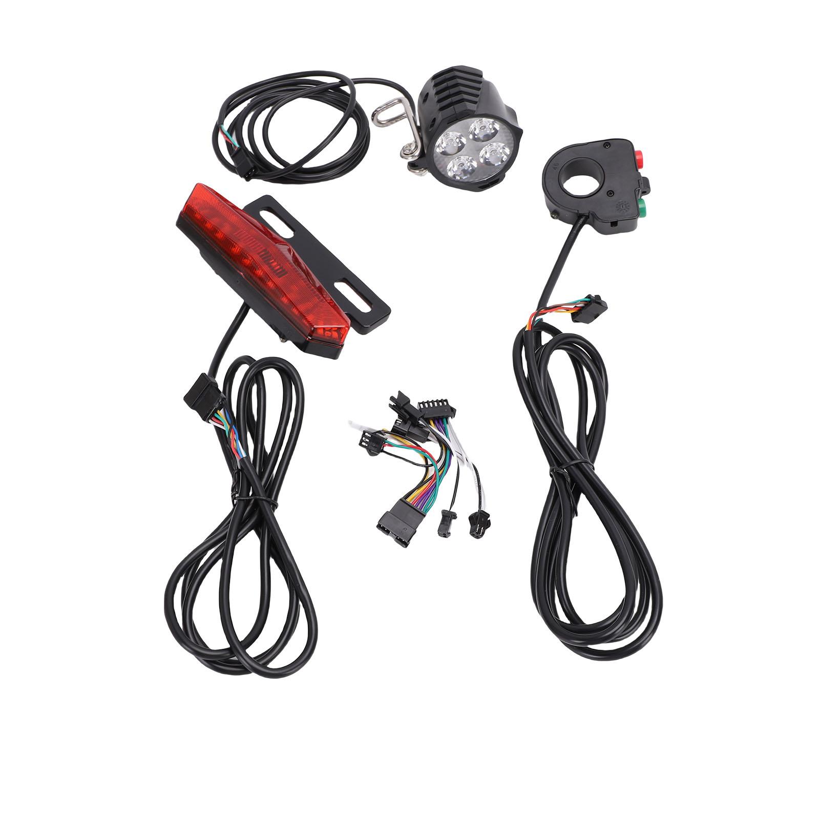 Igeteck Light Electric Bike Set 5Pin Key Switch Head Horn Tail With Turn Signal Front Rear Warning S And