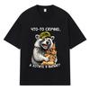 2026 Waschbär hält Alkoholflasche Y2k Harajuku Streetwear 100% Baumwolle T-Shirt Lässig Übergroß Sommer Herren T-Shirt