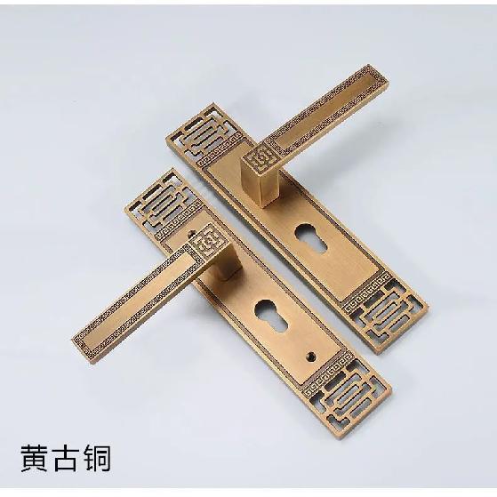 1 Set Aluminiumlegierung Universal leiser Türschloss neuer chinesischer antiker Bronze Innenraum Massivholz Griffschloss mit Schlüssel inklusive
