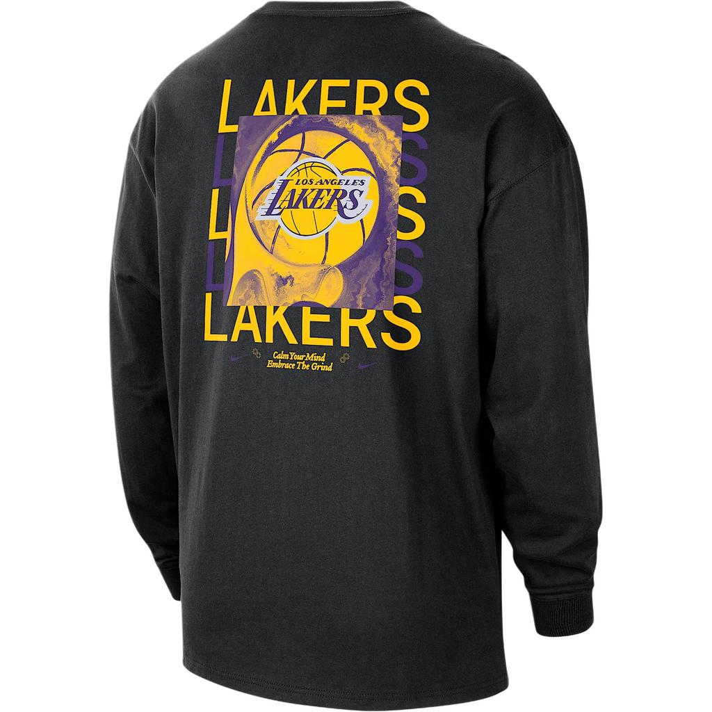 Nike X NBA Courtside Los Angeles Lakers Pullover Løstsittende Casual Langermet T-skjorte Herre T-skjorte Svart HQ0674-010