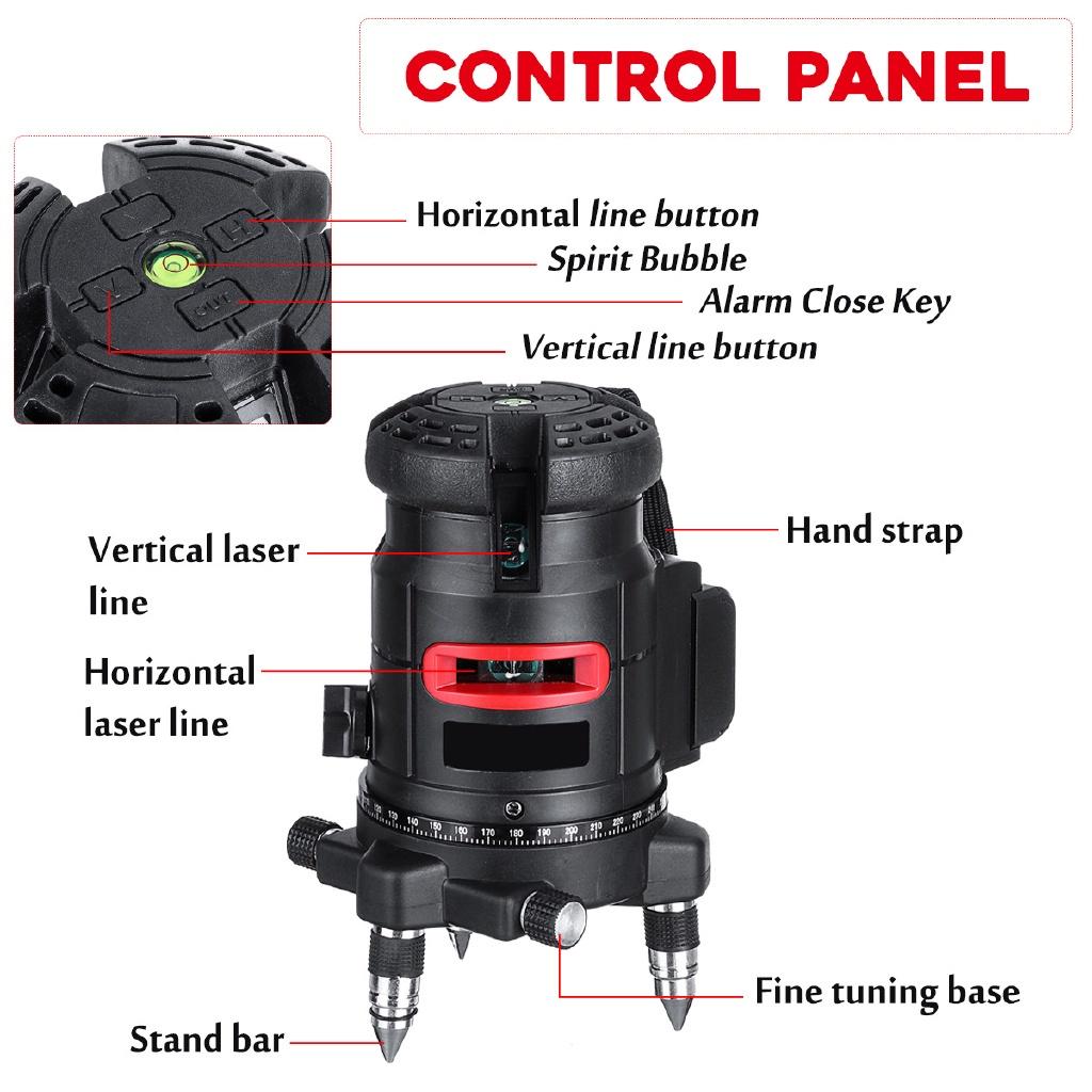 100- 240v  Strong Green Light 5 Line Laser Level 360° Rotary Laser Line