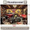 Toile de fond 2D pour garage Hot Rod pour hommes - Arrière-plan de photomaton sur le thème de la Route 66