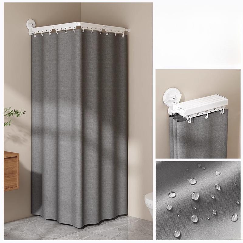 Foldable Shower Curtain Waterproof Bath Room Partition Shower Wet And Dry Separation Suction Cup Bathroom Decor