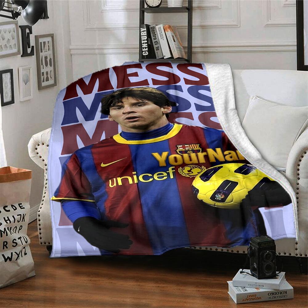 Messi Personalized Name Blanket Multi-purpose Customizable Blanket Soft Warm Cozy for Home Decor Livingroom Picnics Office Chair Four Seasons Universa