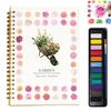 Watercolor Workbook with 12 Colors Pigment Step-by-Step Animal Flower Painting Guide Paper Coloring Book for Learning Techniques Stress Relief
