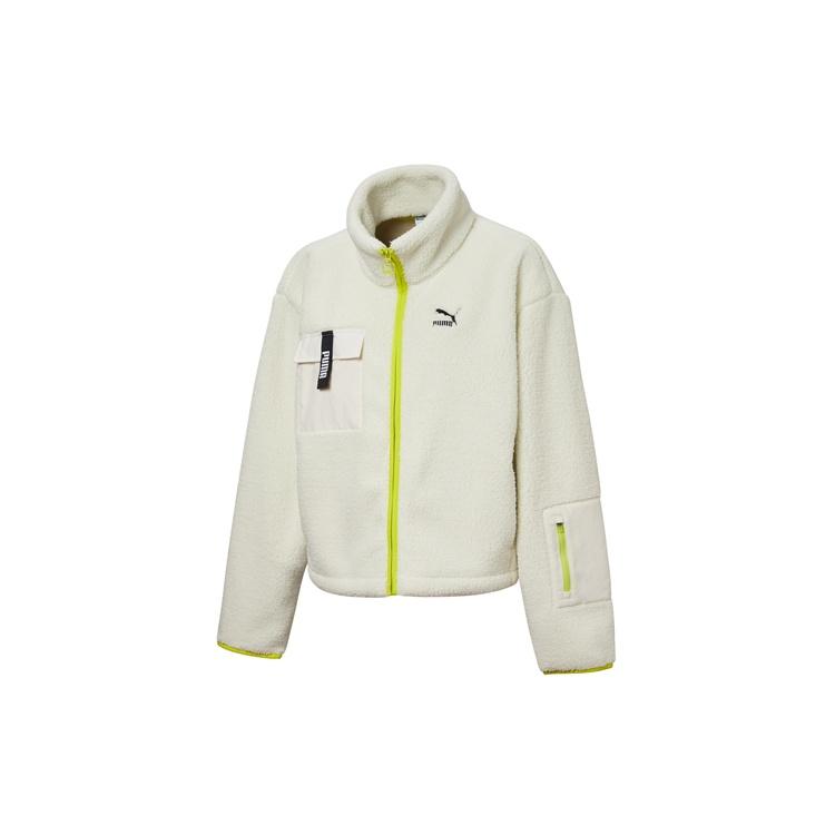 (WMNS) PUMA Contrasting Colors Stand Collar Zipper Jacket SHERPA Creamy White Women s 530495-01 XXL