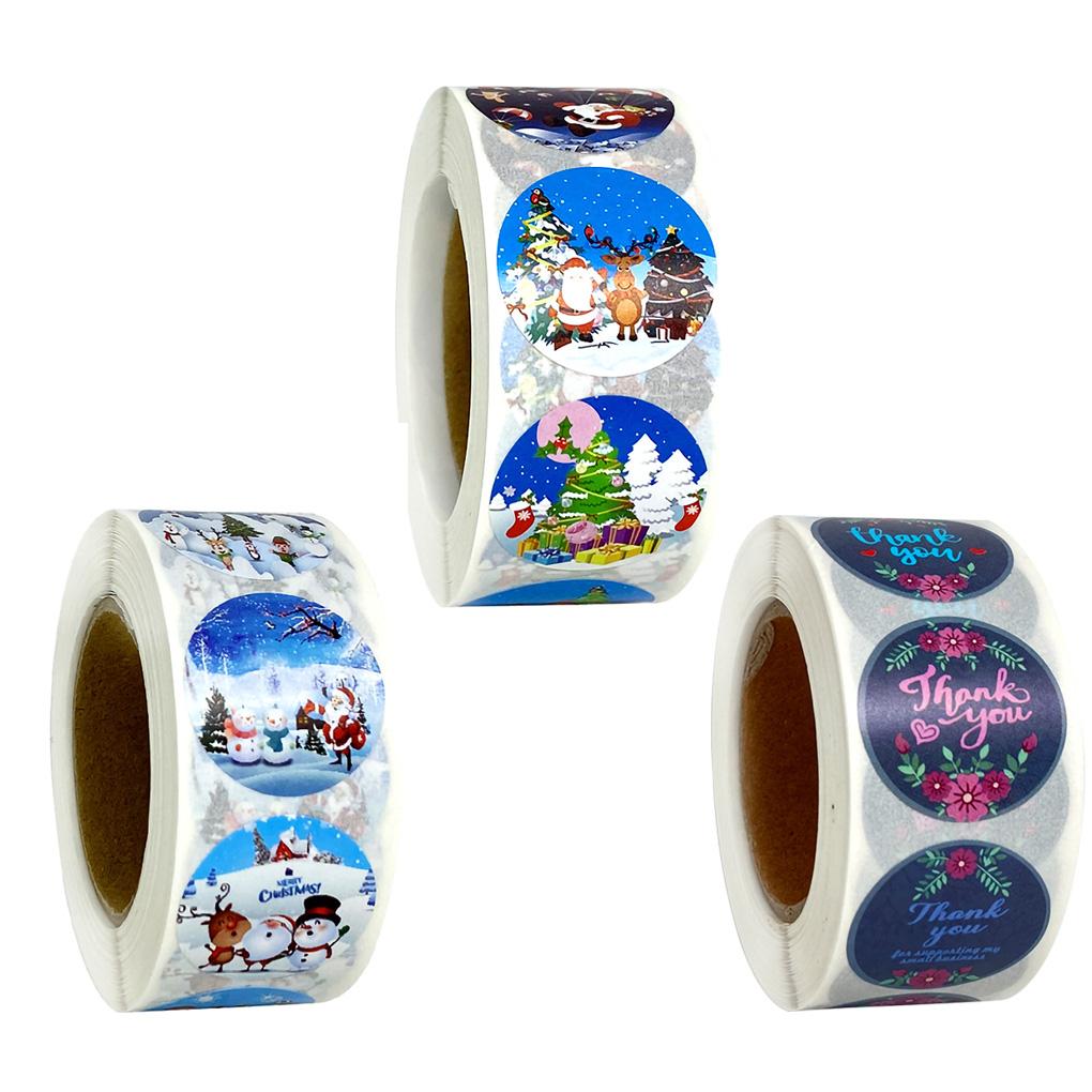 500 szt./rolka Świąteczna Naklejka Uszczelniająca do Torebek na Cukierki Etykieta na Torebkę z Prezentem Dekoracyjne Naklejki na Pudełko z Upominkami