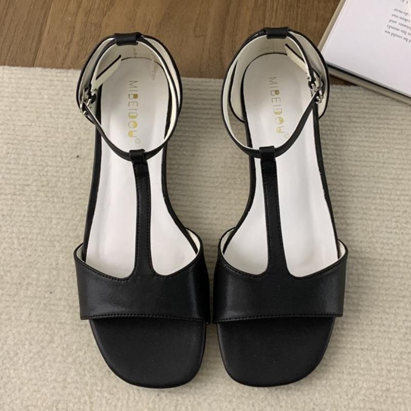 Fashion T Strap Shallow Women Roman Shoes Sexy Open Toe Ankle Strap Women Sandals Summer Comfortable Buckle Luxury Designer Shoes Woman