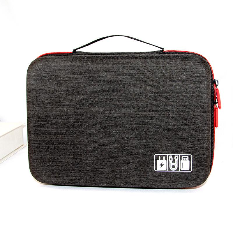 

Многофункциональная водонепроницаемая и ударопрочная сумка для хранения кабелей, наушников, внешних аккумуляторов и мобильных аксессуаров чёрный