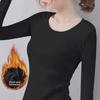 Women's Plush Thermal T-Shirt: Korean-Style, Large Size, Autumn/Winter