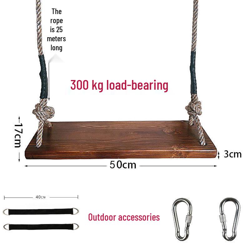 

Solid Wood Swing with Hemp Rope - Suitable for Children and Adults, Outdoor or Home Use, Wooden Hanging Chair.