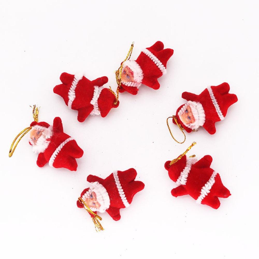 6Pcs Colored Mini Santa Claus Pendant Red Christmas Tree Pendant Xmas Tree Hanging  Holiday Party
