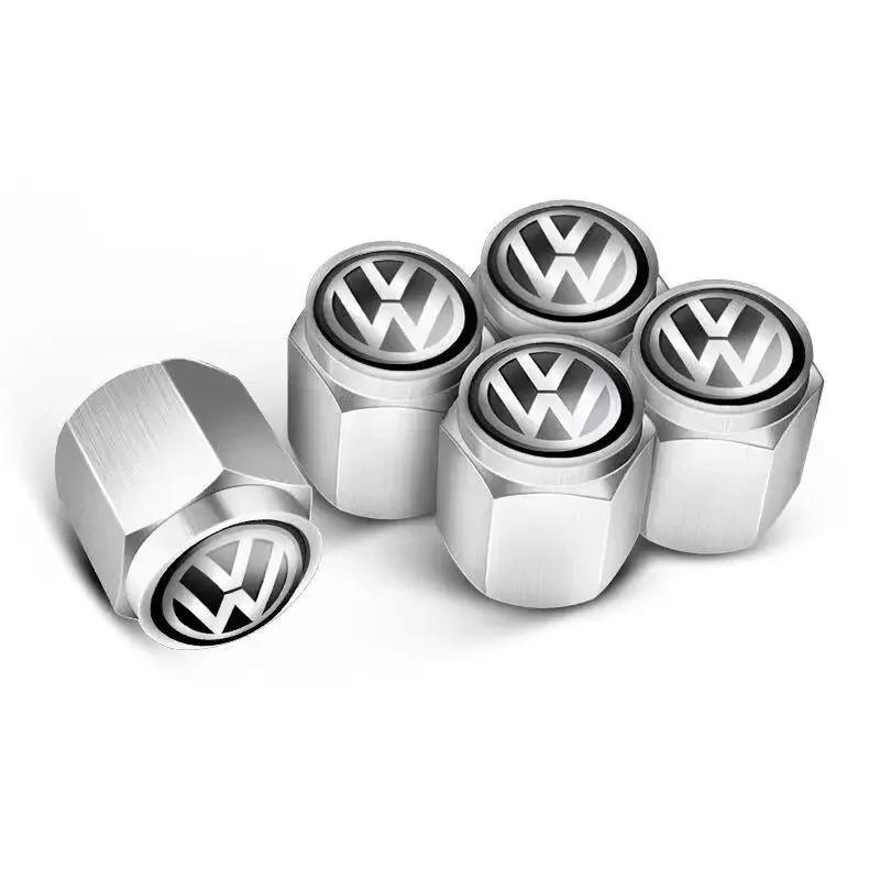 VW New 4 pcs Metal Car Wheel Valve Caps Stem Covers for VW Volkswagen Golf Polo Passat Tiguan Touran Jetta Accessories