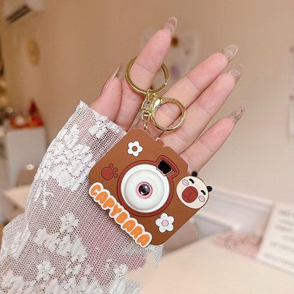 2Pcs Simulation Luminous Cartoon Key Ring Projection Bag Pendant  Children's Toys
