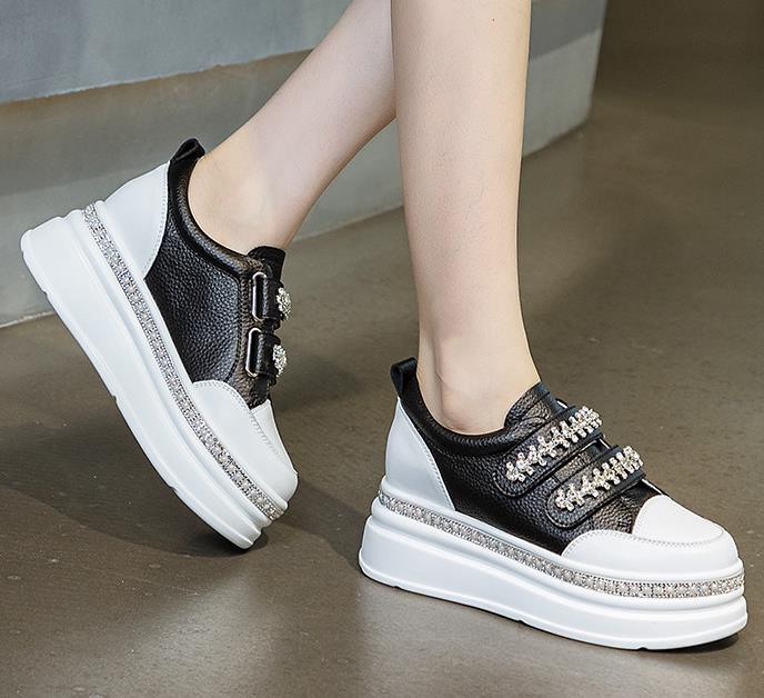 Fashion 7CM Platform Rhinestone Women Casual Shoes Hook Loop Platform Wedge Women Fashion Sneakers Spring Autumn Warm Winter Shoes